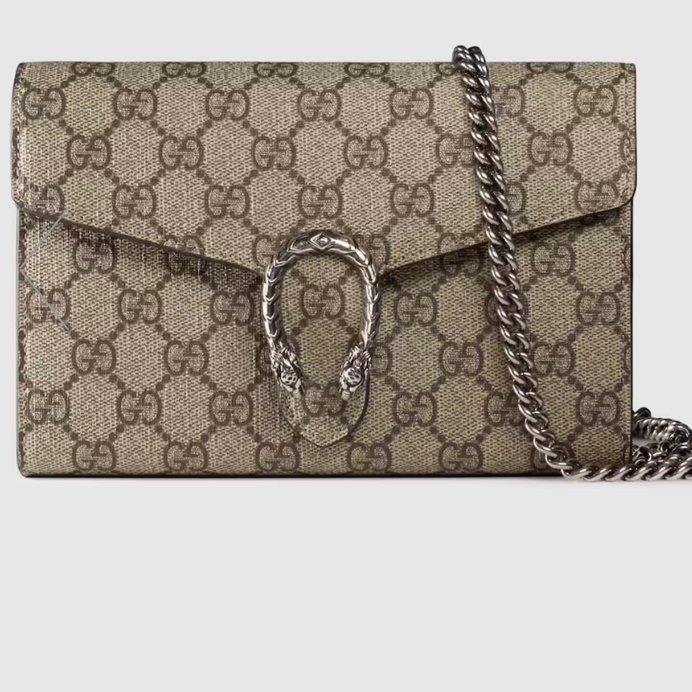 Gucci Dionysus Crossbody Monogram Supreme Chain Wallet Worn Once